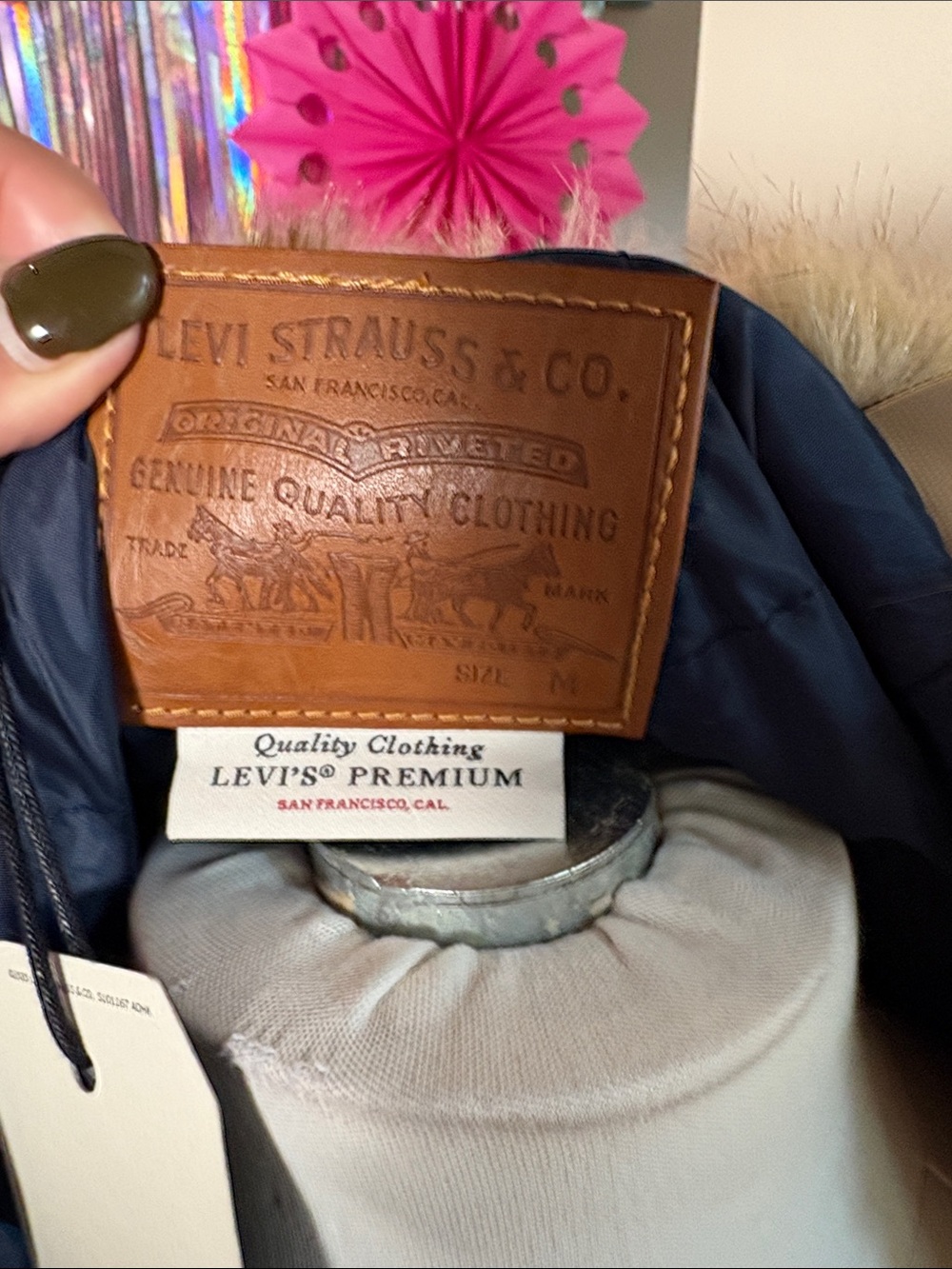 Levi's Taupe Faux Fur-Front Light Blue Denim Jacket - Picture 2 of 4